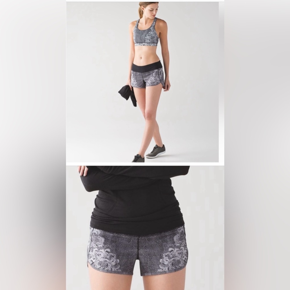 Lululemon Speed Short Florence Speed Short White Black / Black Size 6 - Picture 1 of 8
